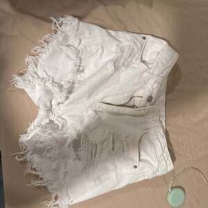 White Distressed Denim Jean Shorts